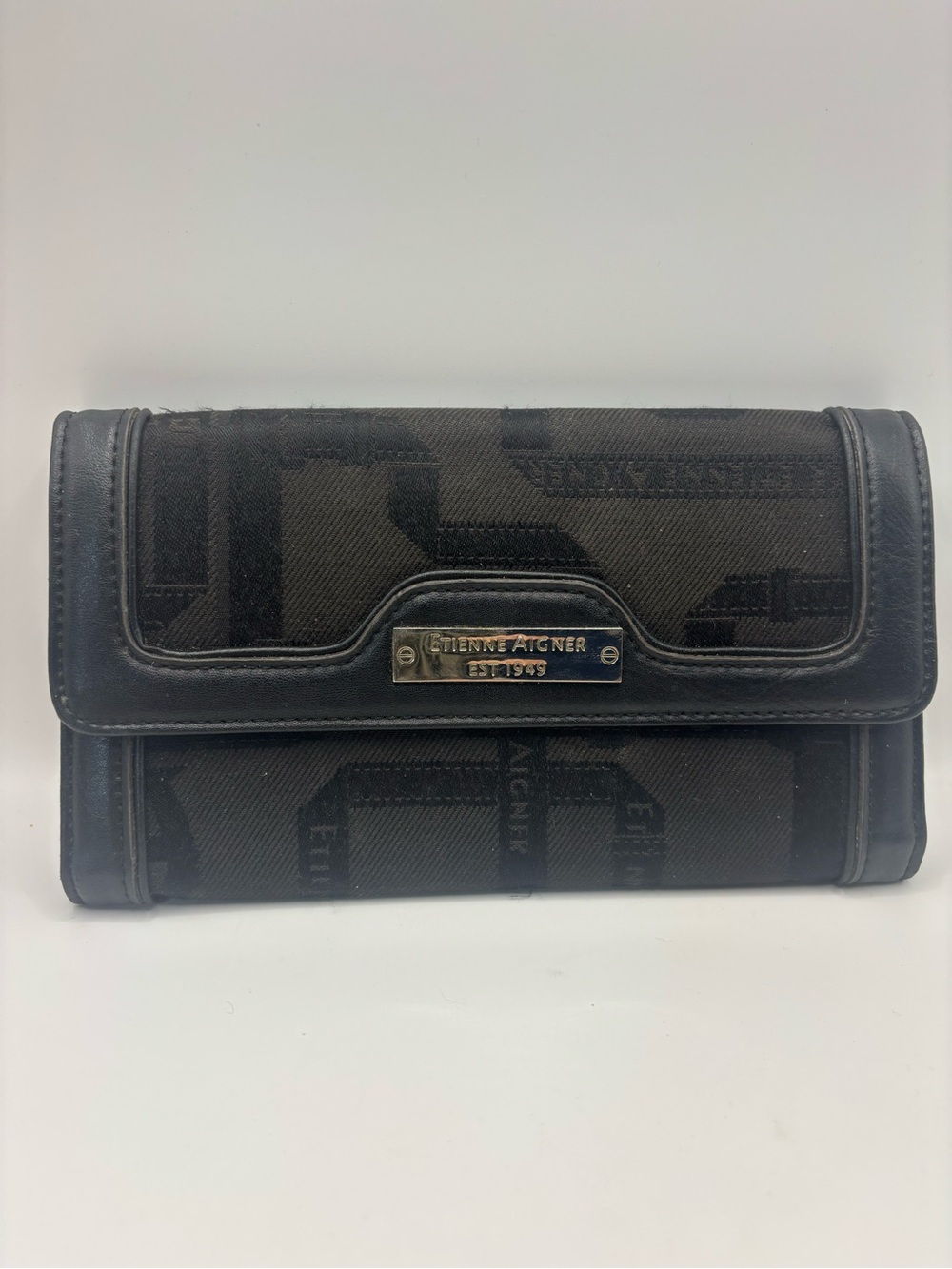Etienne Aigner Black Signature Logo Wallet Clutch